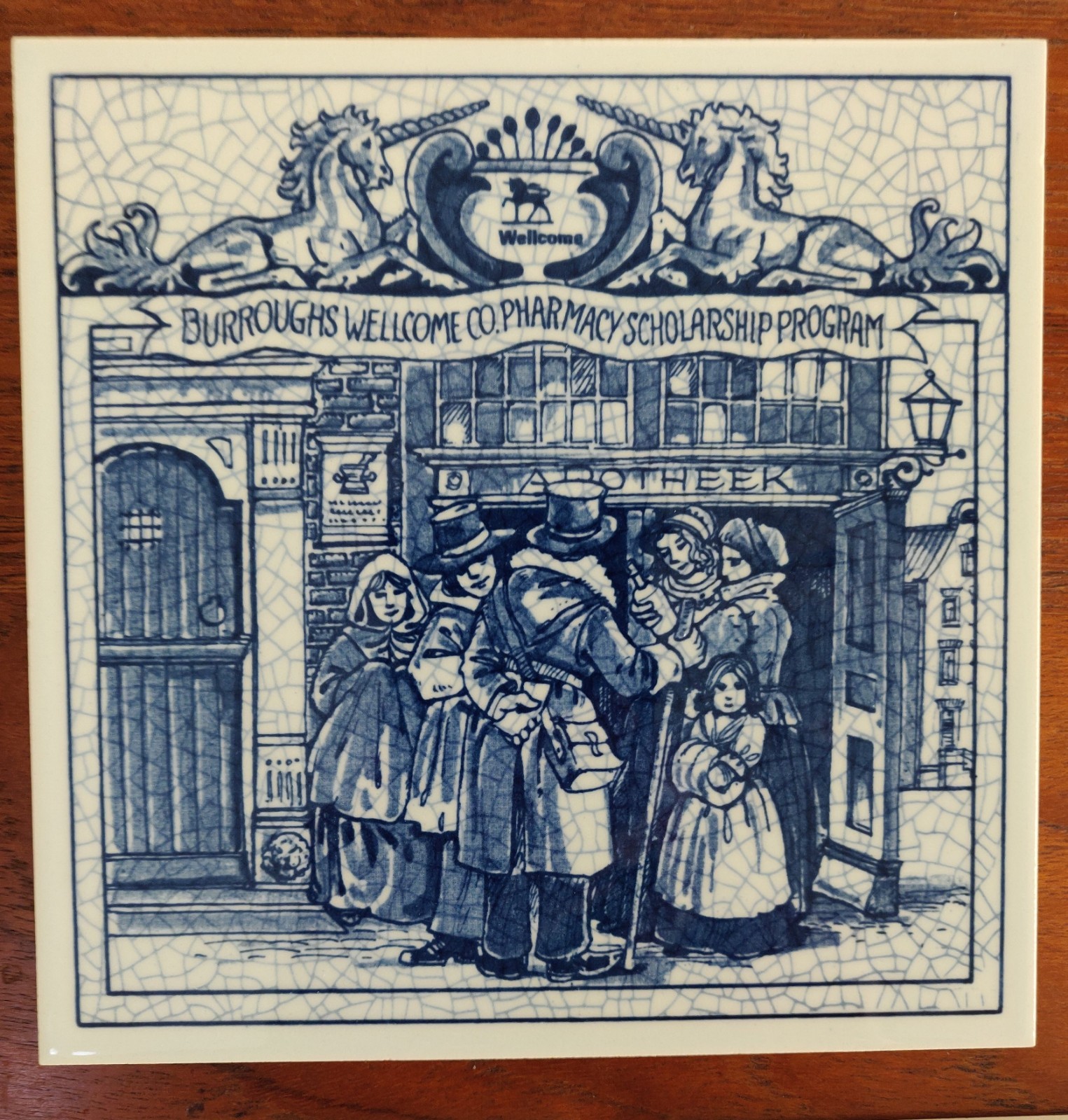 Vintage Lot of 5 Delft, Holland handmade porcelain pharmacy pill tiles