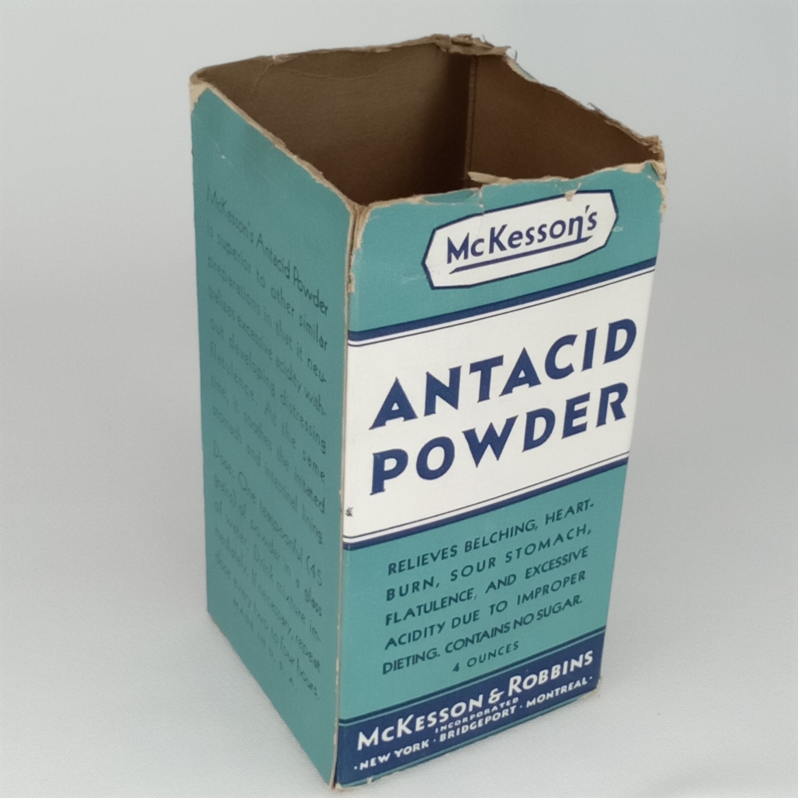 Vintage 1950s McKesson’s Antacid Powder Advertising Tin With Original Box