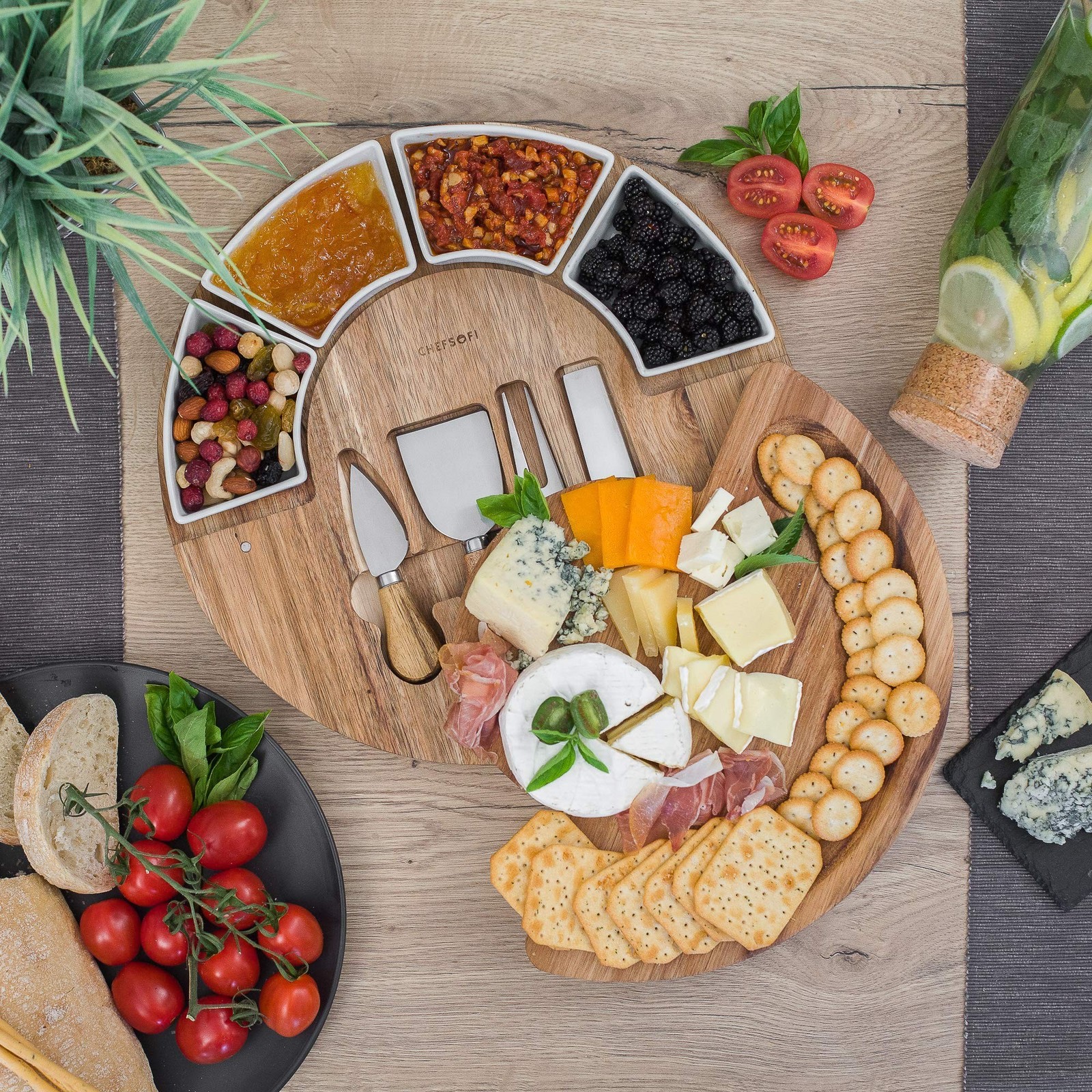 ChefSofi Cheese Board and EXTRA Large Mortar and Pestle Set.