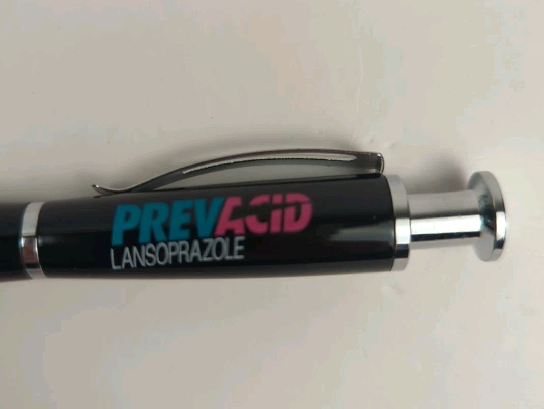 Drug Rep Ink Pen Prevacid Collectible Heavy Metal Pen HTF Black Ink
