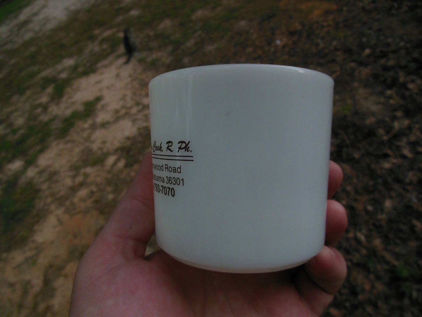Anchor Hocking Milk Glass Coffee Mug Cup Charter Woods Pharmacy Dothan Alabama