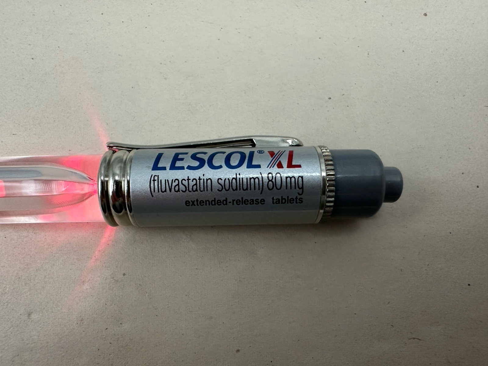 Rare Lescol XL Red Light-Up PEN Drug Rep Pharmaceutical Promotional Advertising