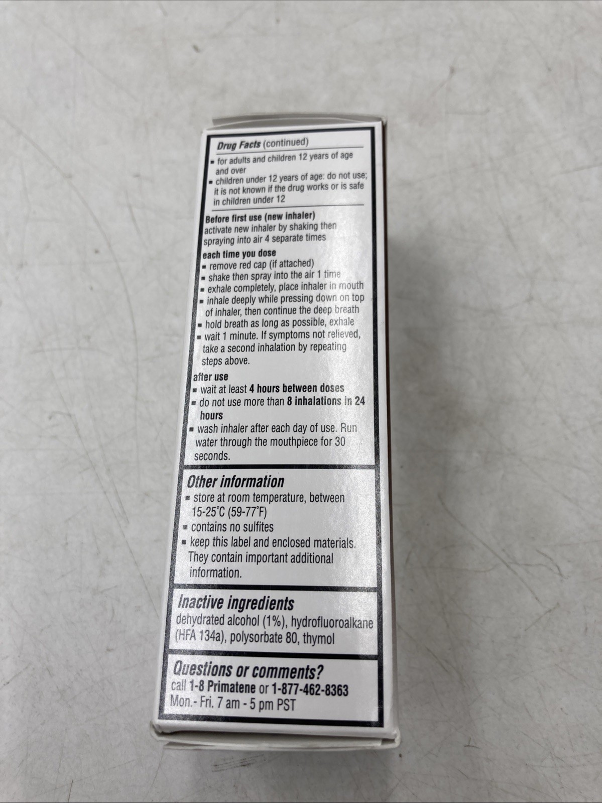 Primatene Mist Epinephrine Inhalation Aerosol 160 Sprays EXP 09/27
