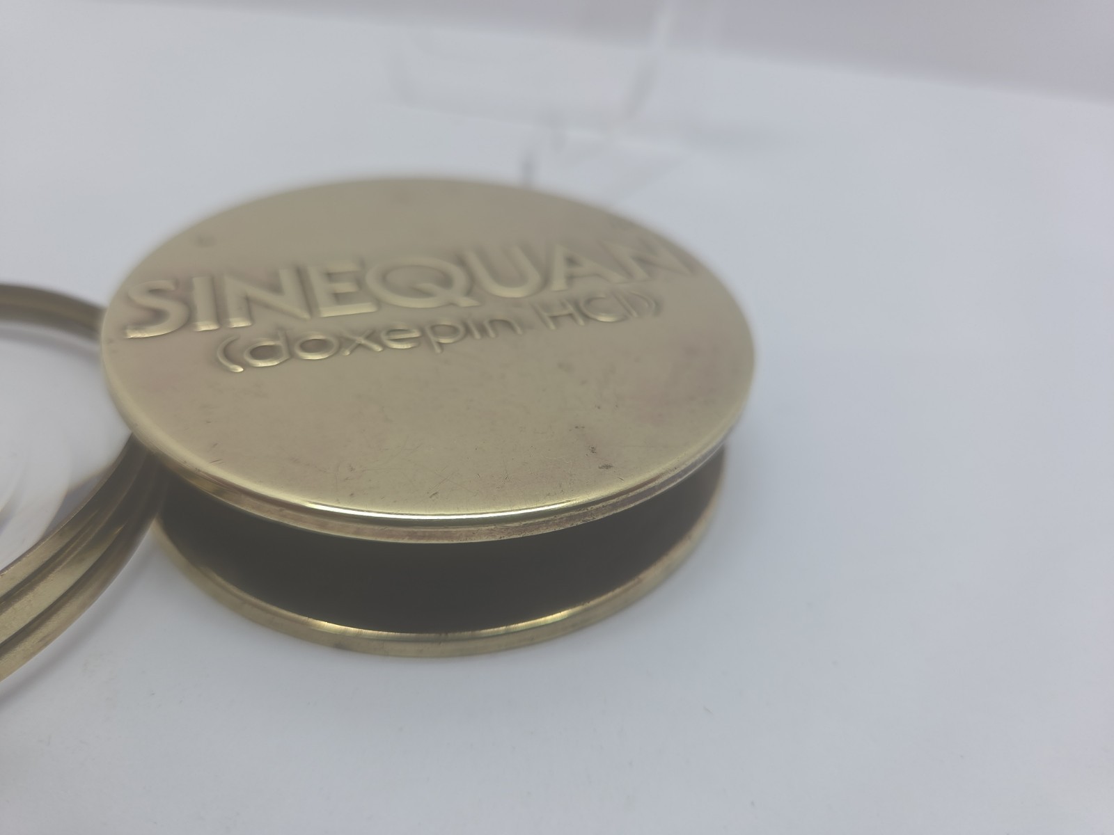 Vintage Sinequan Doxepin Drug Rep Brass Magnifying Glass