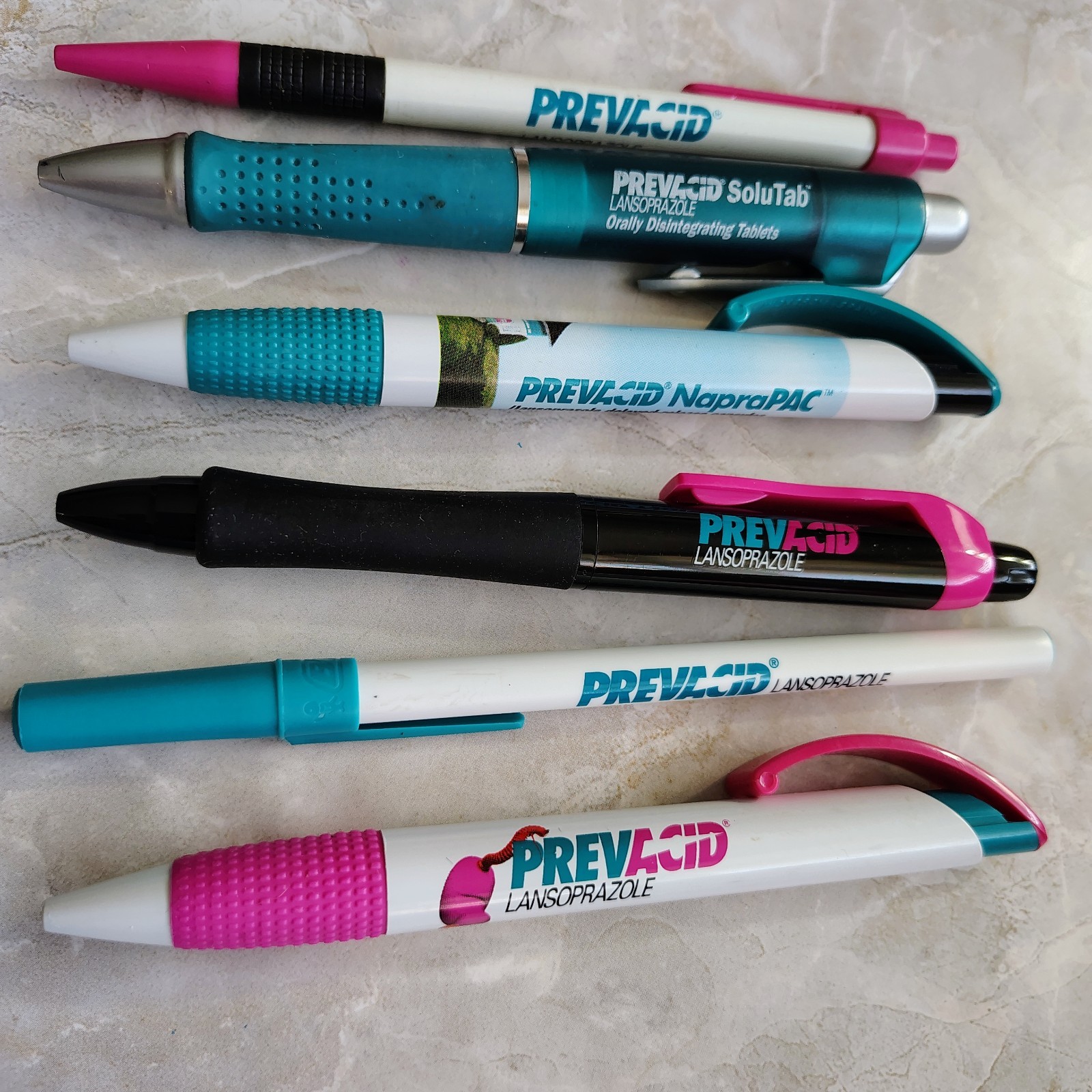 LOT of 6 PREVACID Drug Rep Advertising Pen Pharmaceuticals Collectible Pharma