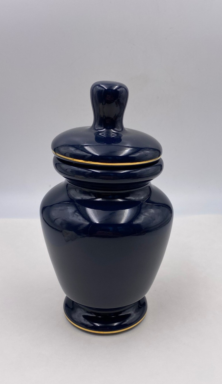 Paeonia Albiflora Apothecary Blue Pharmacy Jar w/ Lid Numbered