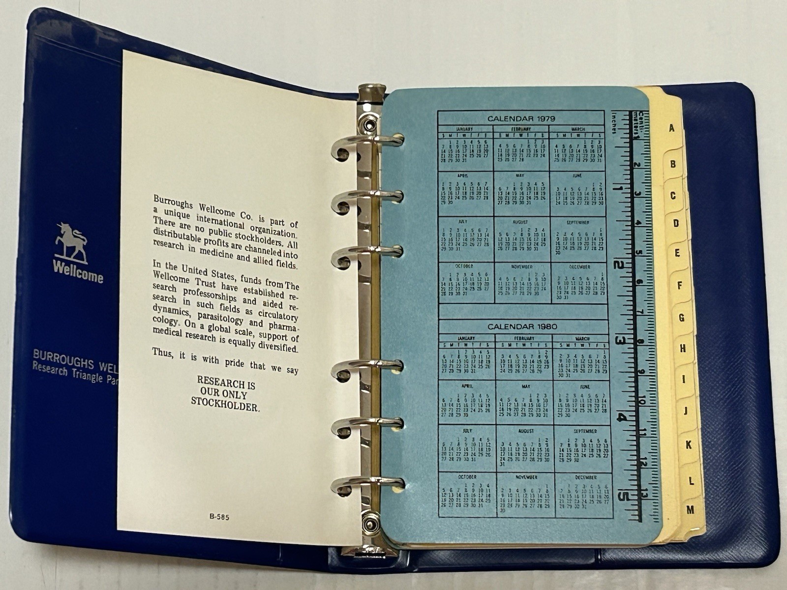 Vintage 1979 Pharmacy Medicine Pocket Notebook Binder- Burrough’s Wellcome Co.
