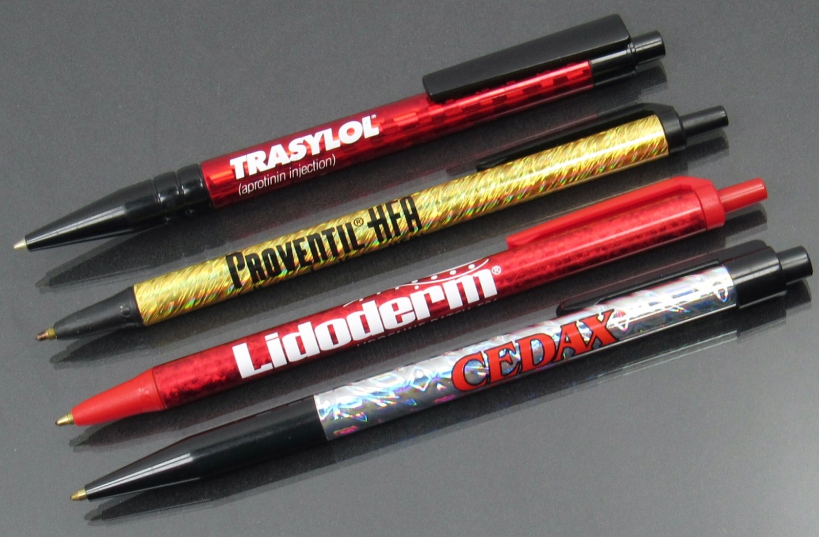 Drug Rep Lot 4 PENS Pharmaceutical Promo Advertising Sparkling & Iridescent Rare