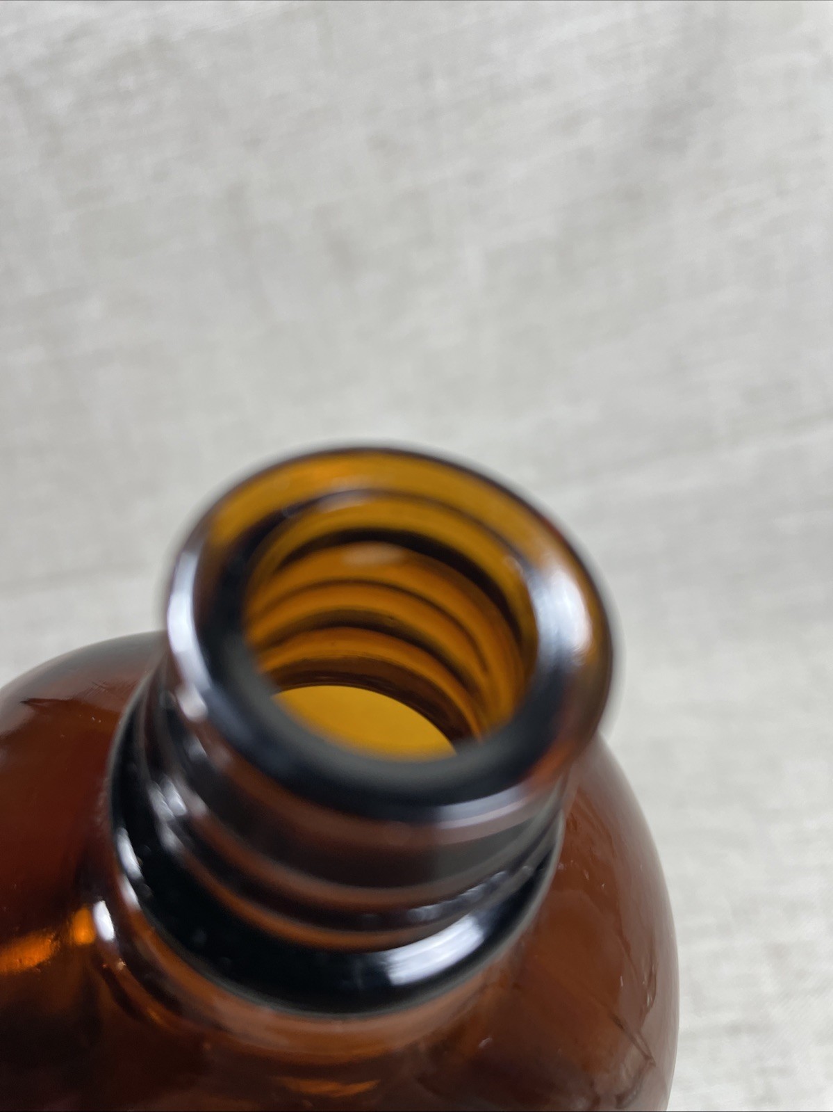 VTG 1979 Prescription Bottle Empty Brown Glass Benadryl Elixir Family Pharmacy