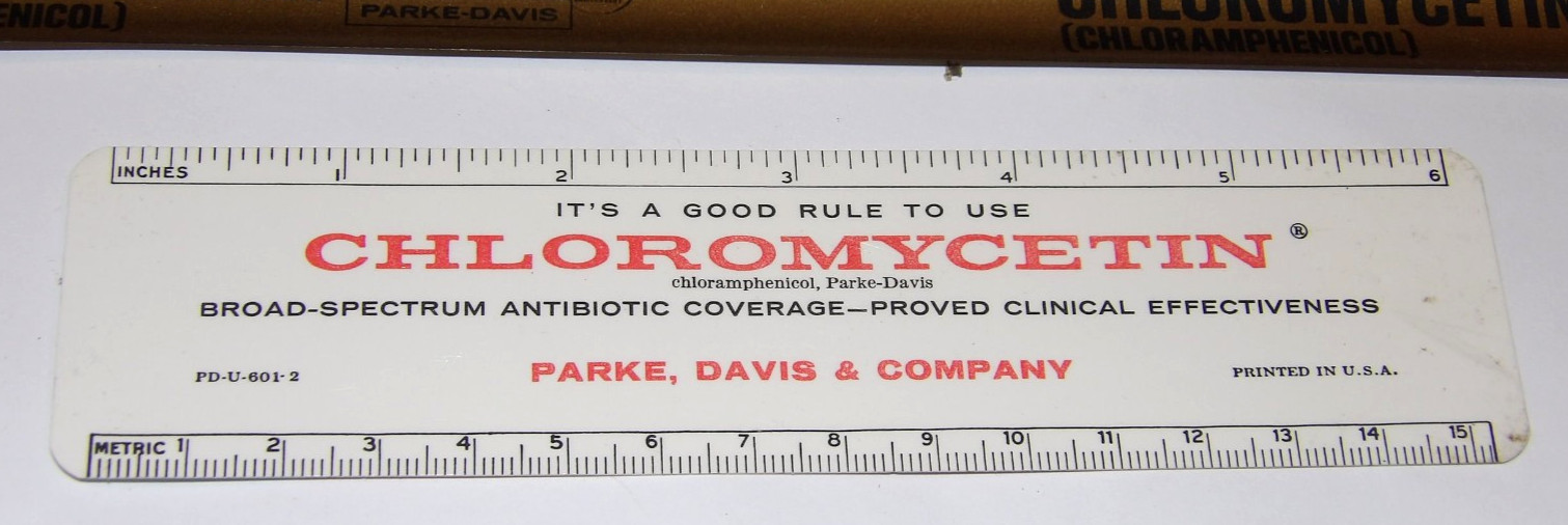 4 VINTAGE 1960s-70s PHARMACUTICAL ADVERTISING RULERS! CIBA/LILLY/PARKE-DAVIS!