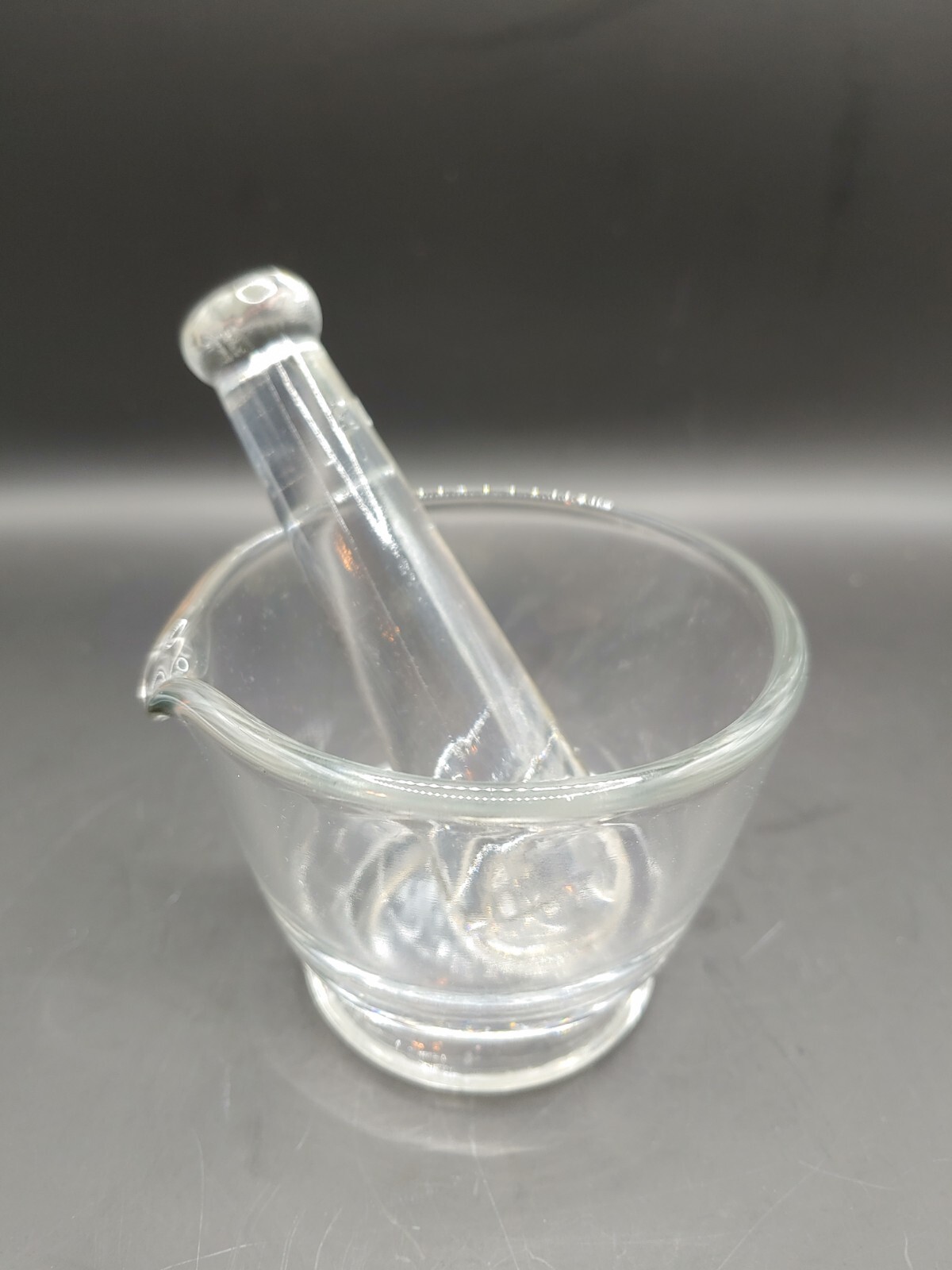 Vintage Apothecary Clear Glass Mortar & Pestle with Pouring Lip 4 oz. Capacity