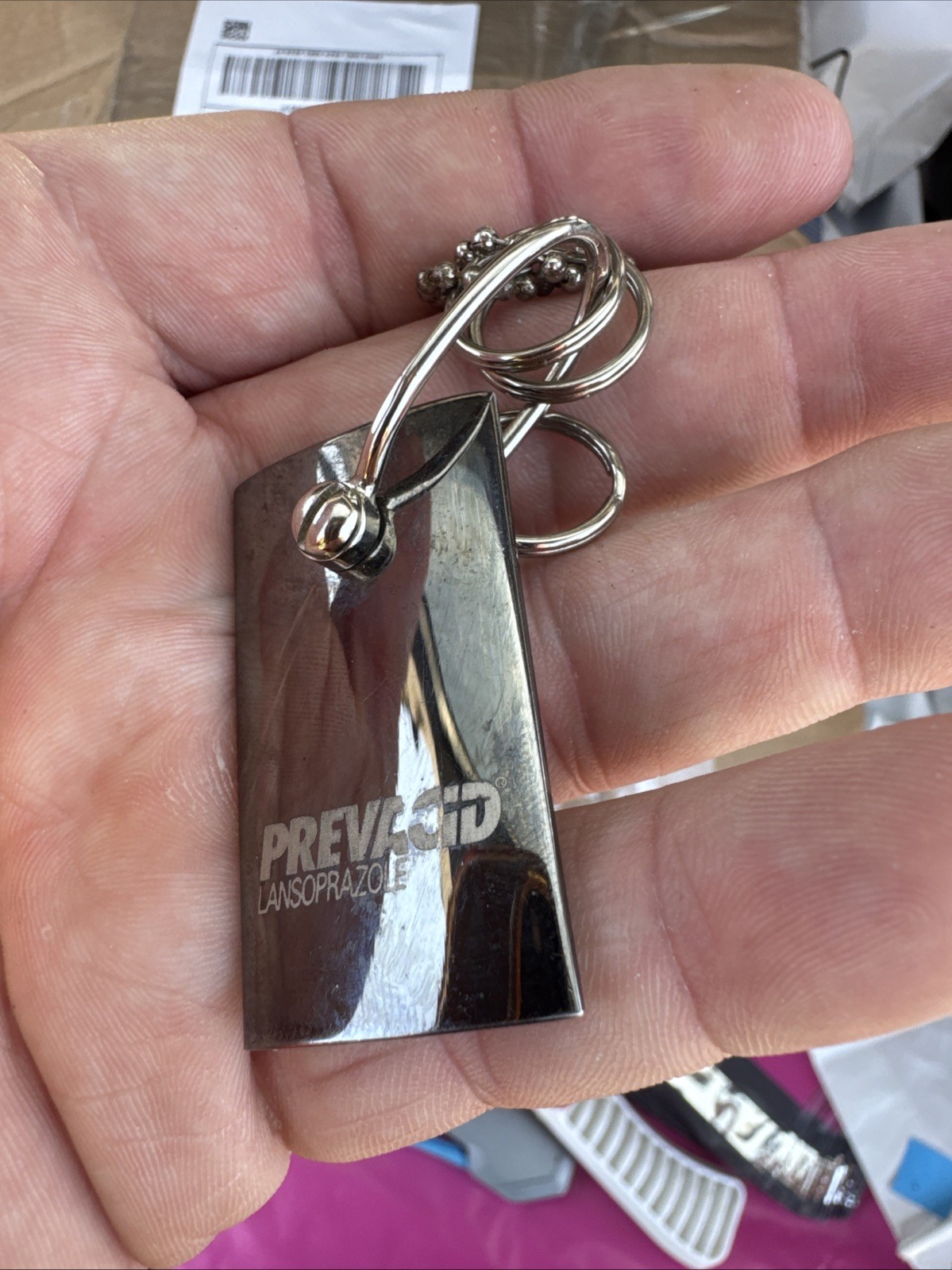 Vintage Rare Prevacid Metal Keychain Pharmaceutical Advertising
