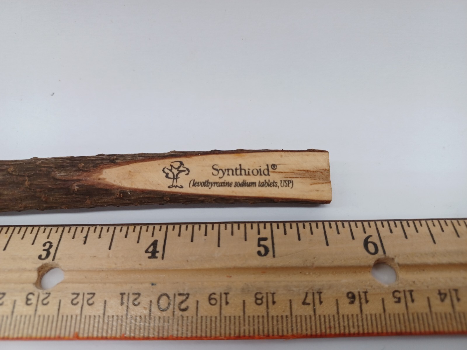 Synthroid Pharmaceutical Drug Rep Advertising Collectible Wood Bark Pen