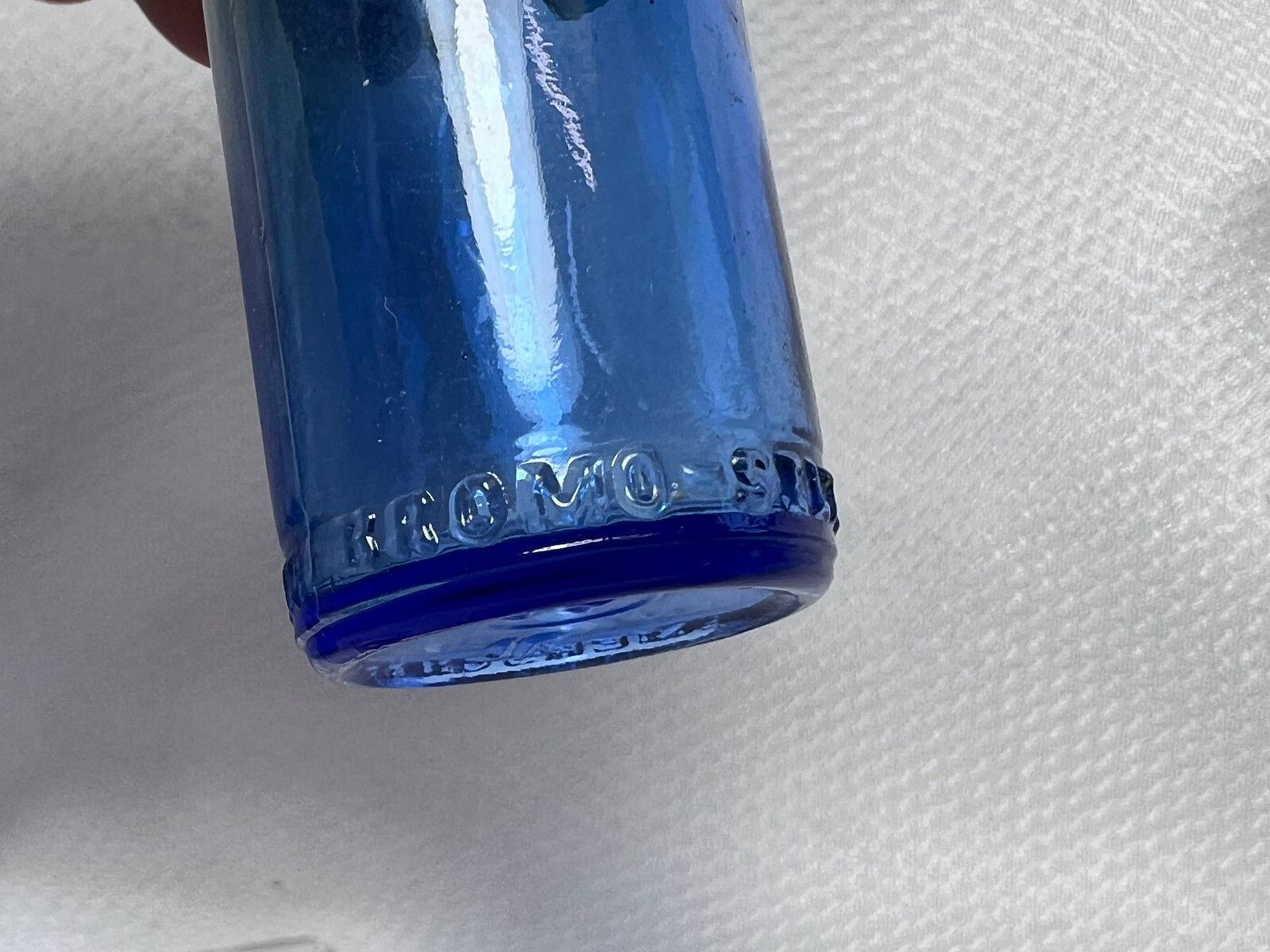 Vtg Blue Brown & Clear Drug Store Pharmaceutical Mini Decorator Lot Of 4 Bottles