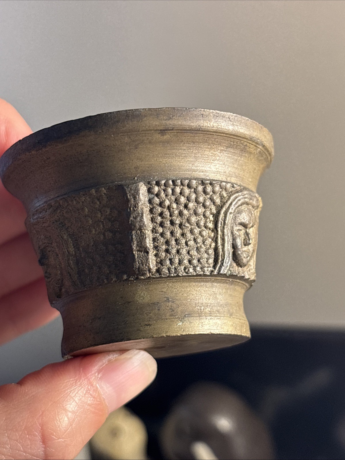 Vintage Brass Mortar & Pestal 2.25 Diameter 1.75 Height See Pics