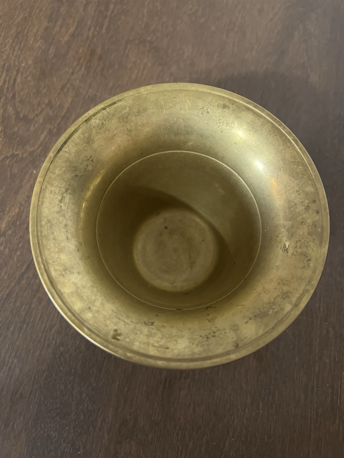 Small Vintage brass mortar base Only Roughly 3″ Tall