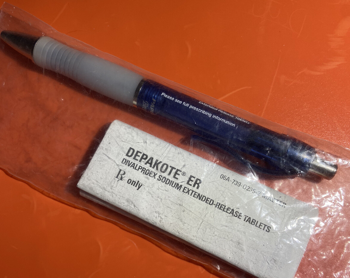 Rare Blue Depakote Drug Rep Pharmaceutical Pen Sealed w/ Informational Insert