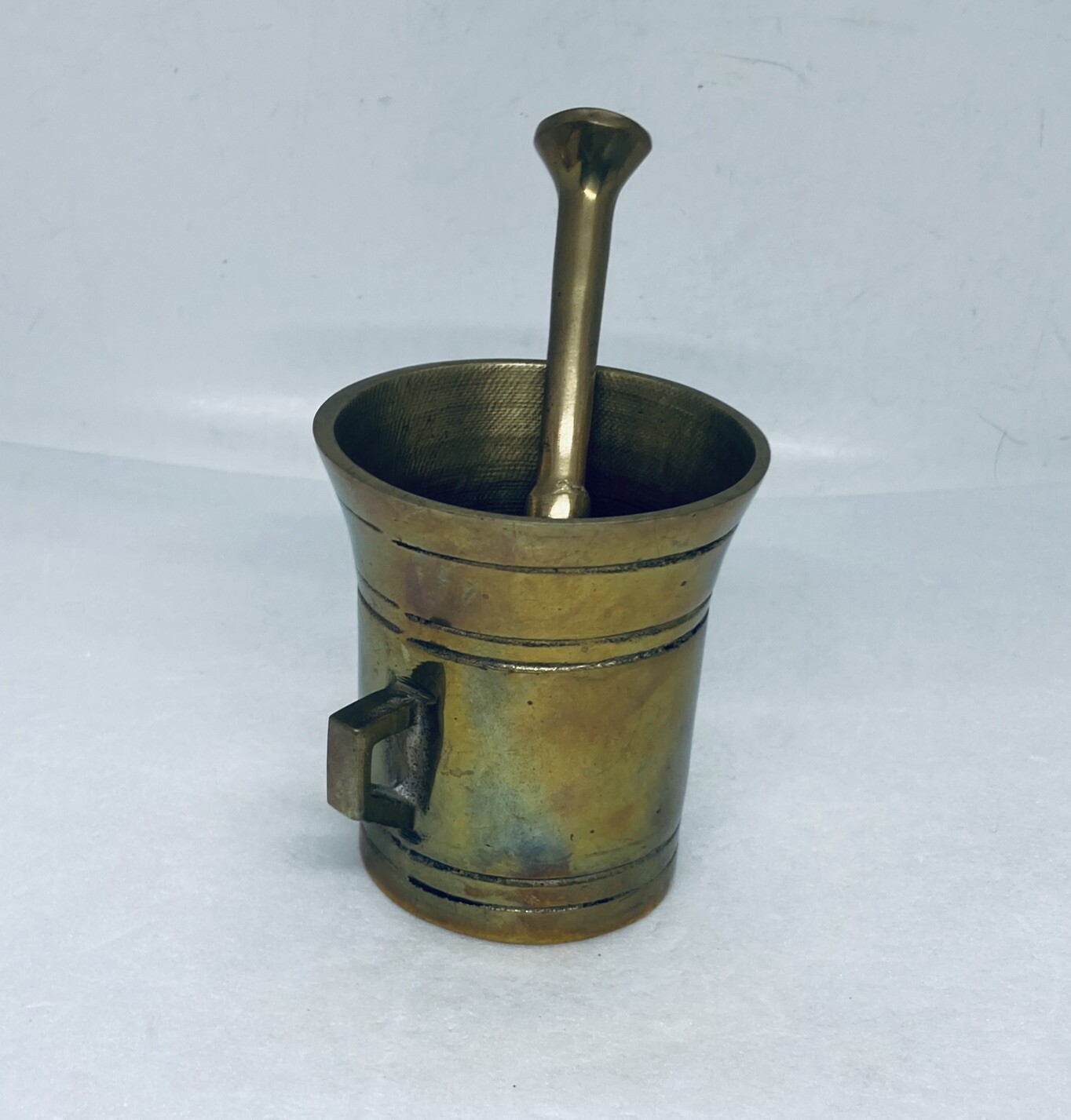 Antique 1940s Brass Mortar & Pestle Pharmacy Drug Store Apothecary Medicine 36