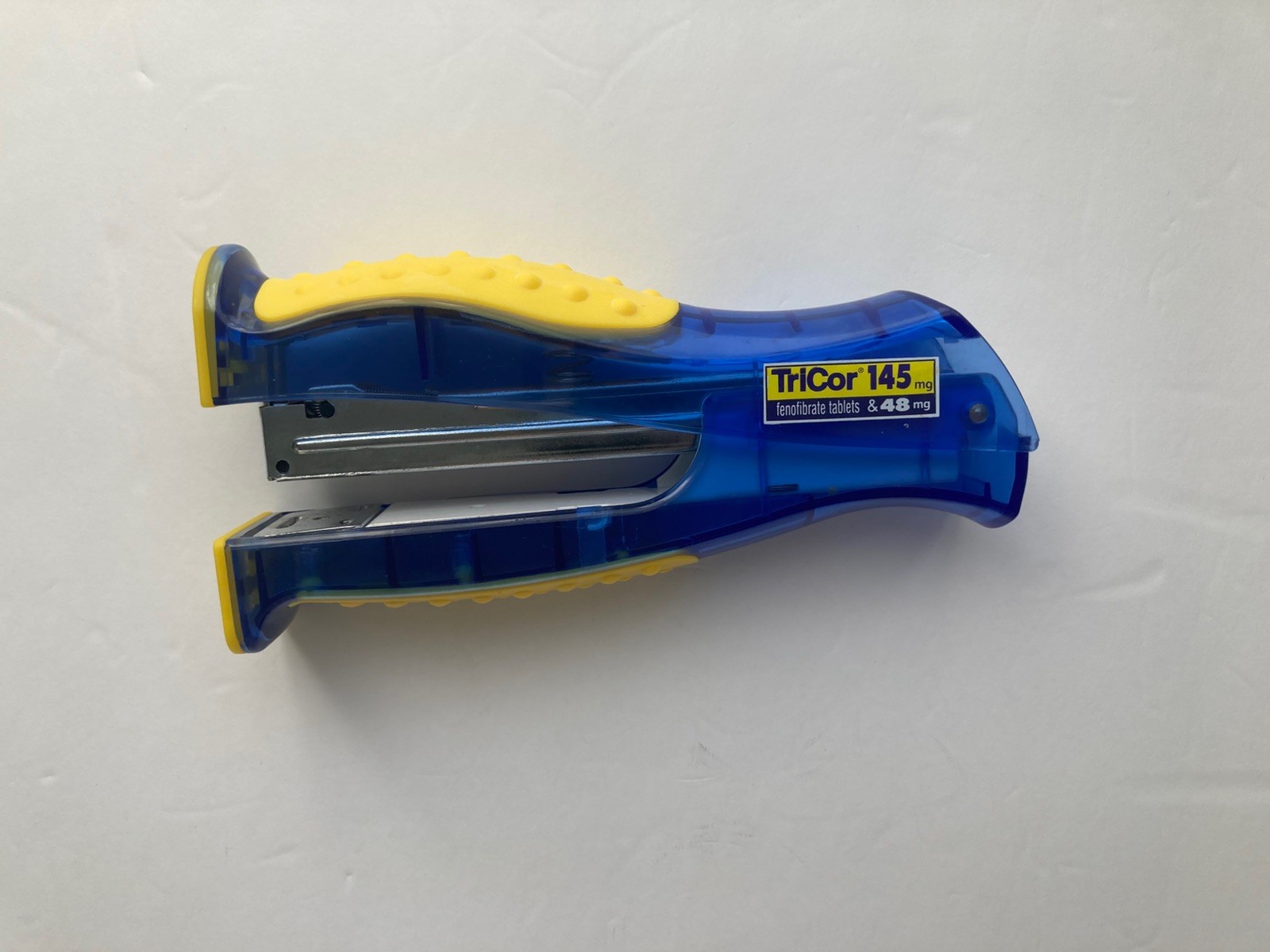 TriCor Stapler Drug Rep Promo Swag 2000s Blue Yellow Collector