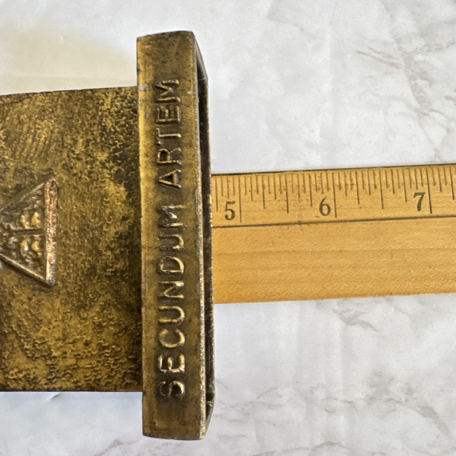 Vintage Tinactin Secundum Artem Brass Bookend Apothecary Pharmacy Paperweight