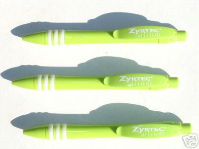 3 Pharmaceutical Zyrtec Pens Wide Body Plastic Drug Rep New