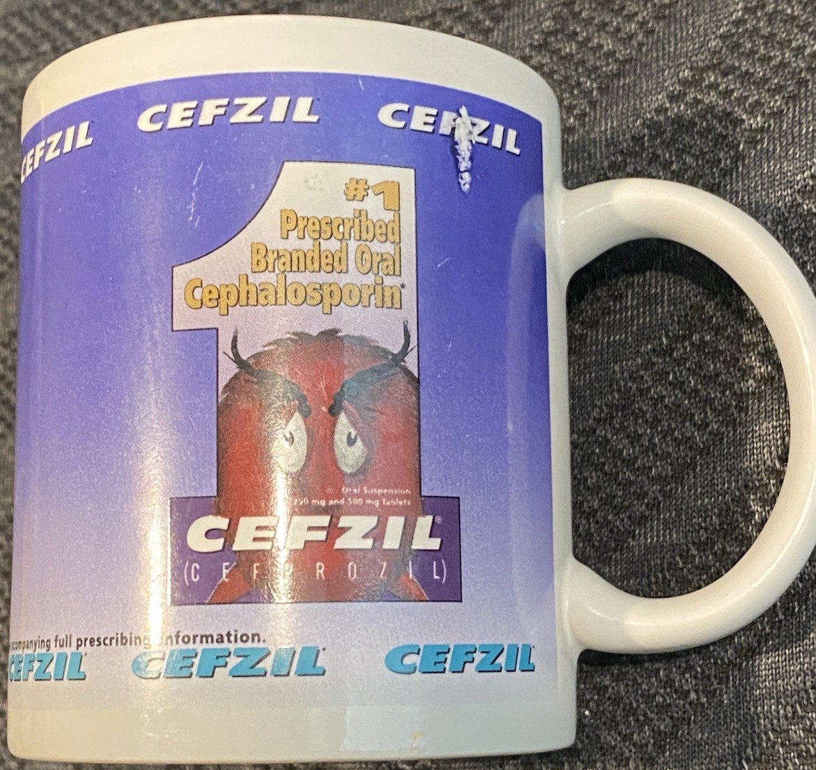 Vintage CEFZIL Cephalosporin Pharma Drug Rep Advertising Coffee Cup Mug