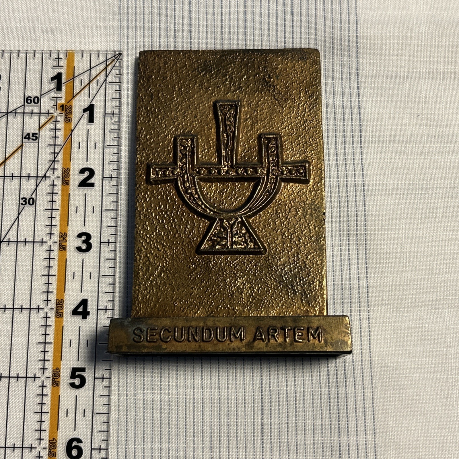 Vintage Brass Tinactin Secundum Artem Vinegar 1978 Desk paperweight Bookend