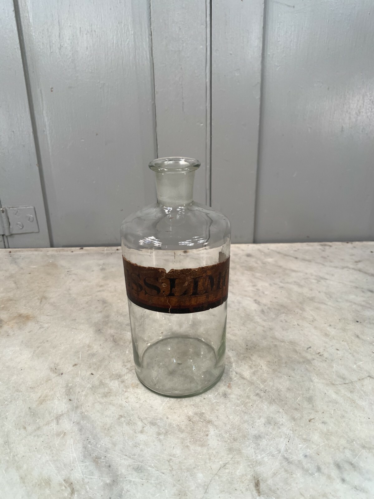 Antique scientific pharmacists jar with original label but no stopper