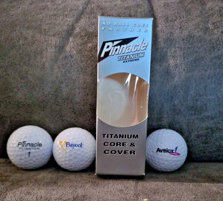 RARE Baycol Pinnacle Titanium Extreme Golf Balls 3 Pack Drug Rep Promo NOS