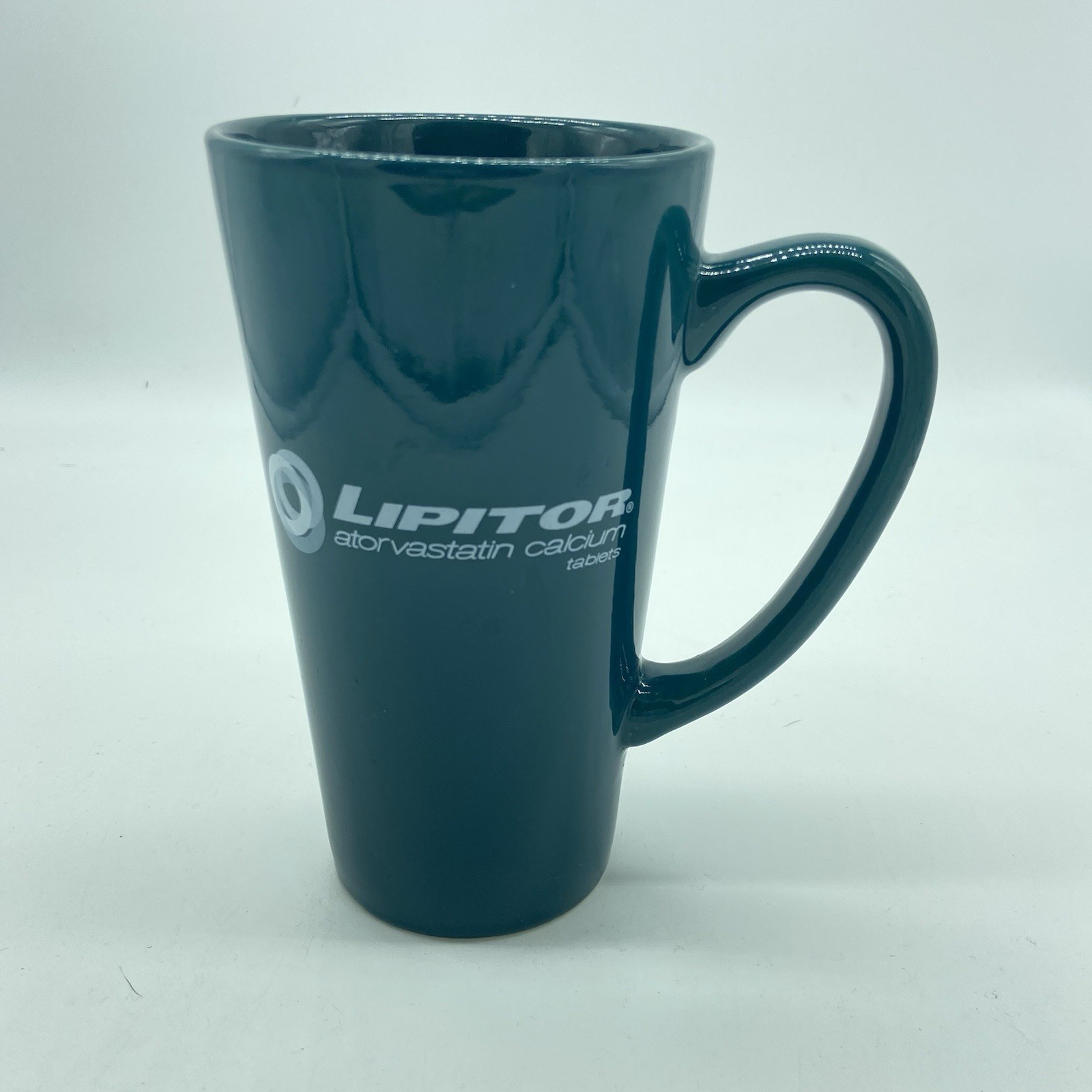 Lipitor Tall Teal Mug Pharmaceutical Promo Coffee Cup Medical-Core Ceramic Promo