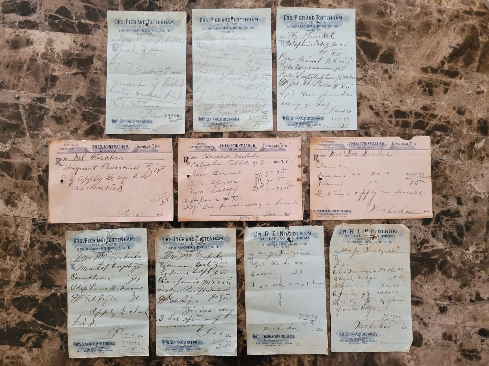 100 antique prescriptions (1912): Opium, Poppy, Ergot, Dionin, Codeine & Anodyne