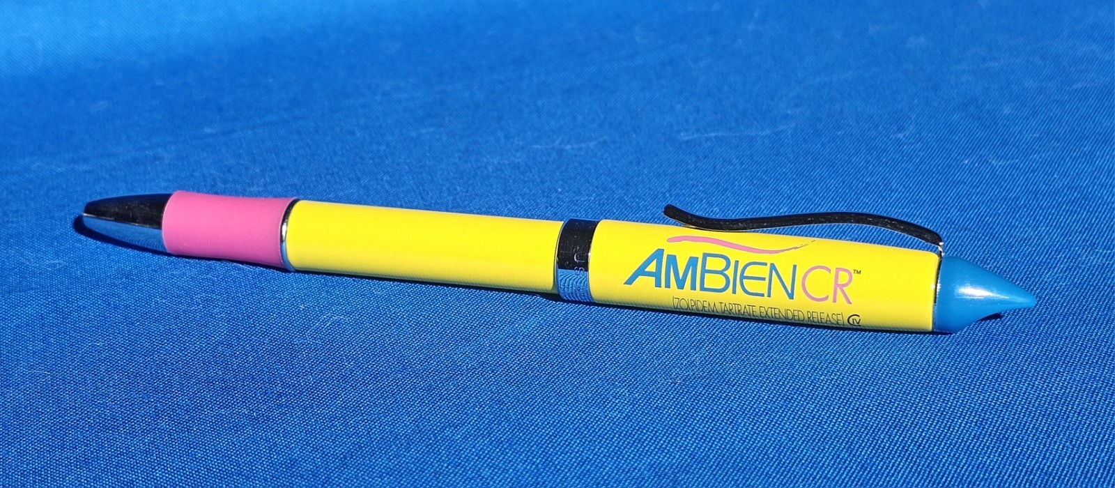 New Drug Rep AMBIEN CR Heavy Metal Collectible Pharmaceutical Ink Pen HTF Yellow