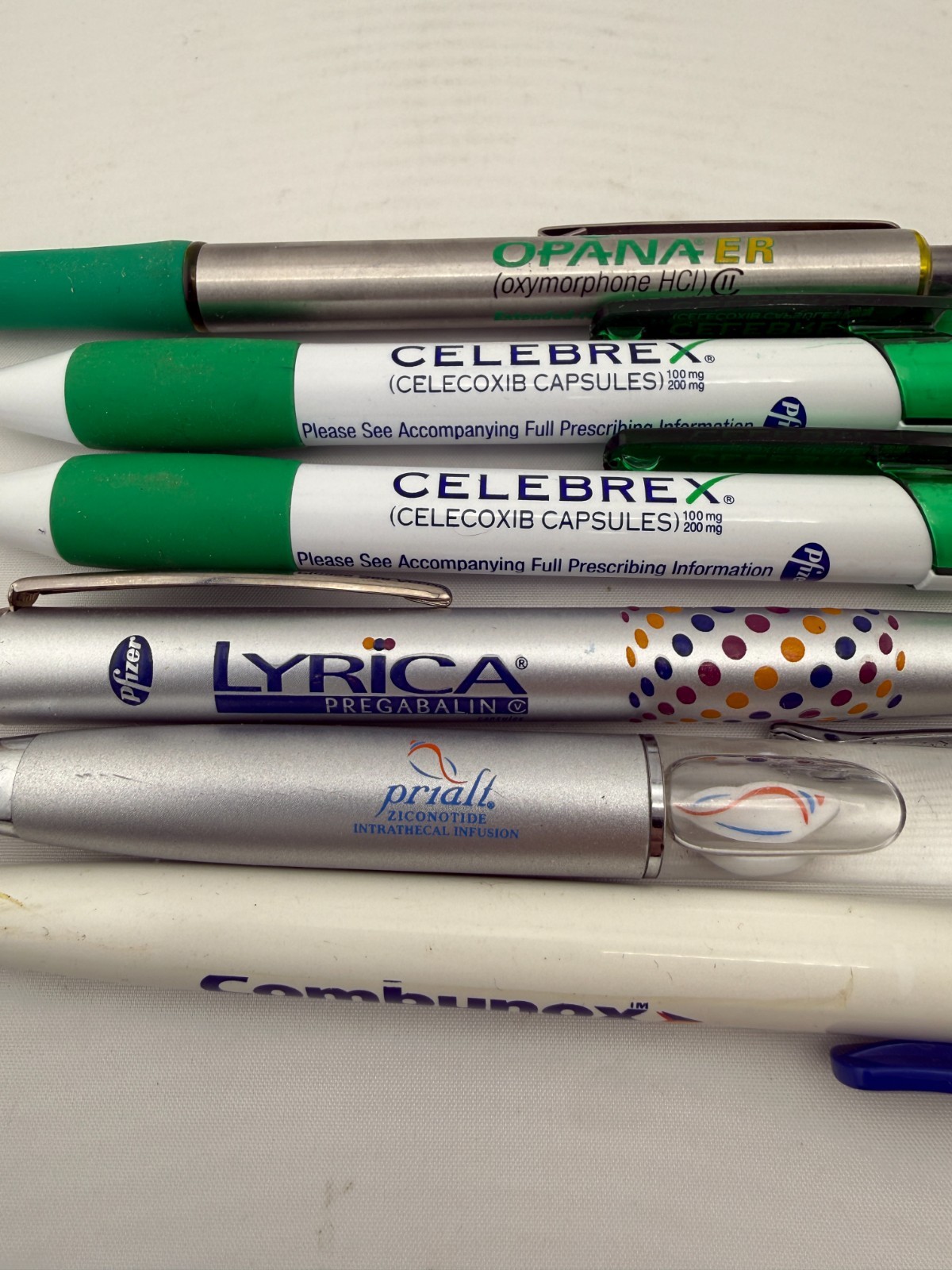 Vintage Pharmaceutical Drug Rep Pens Plastic Lot of 6 Opana Celebrex Lyrica MORE