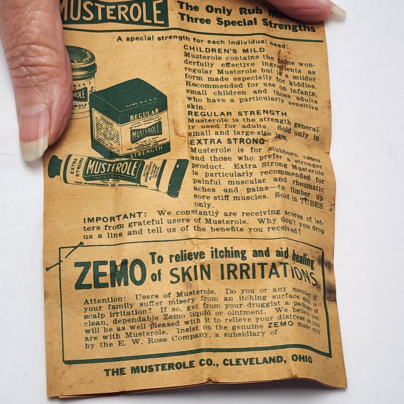 Vintage NOS Musterole Regular Strength 1 oz Glass Jar w/ Box Made in USA Leaflet