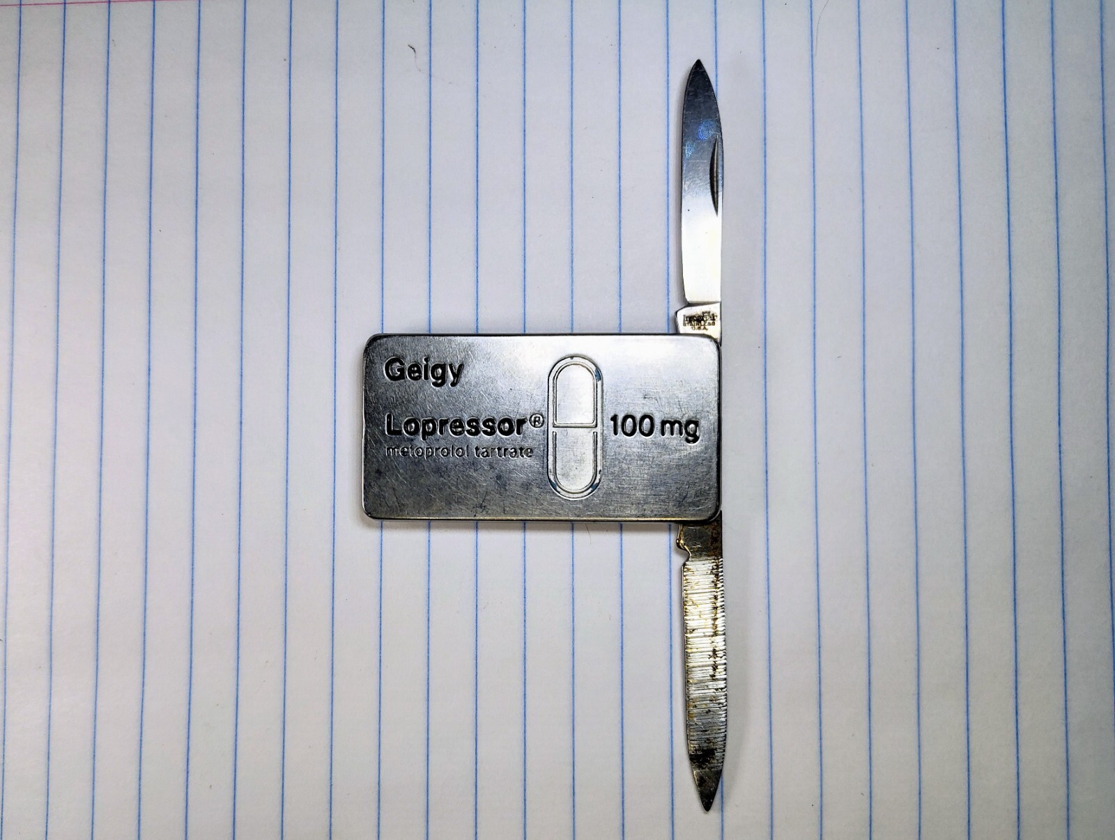 Vintage Imperial Pocket Knife Advertising Geigy Lopressor Pharmaceutical Drugs 