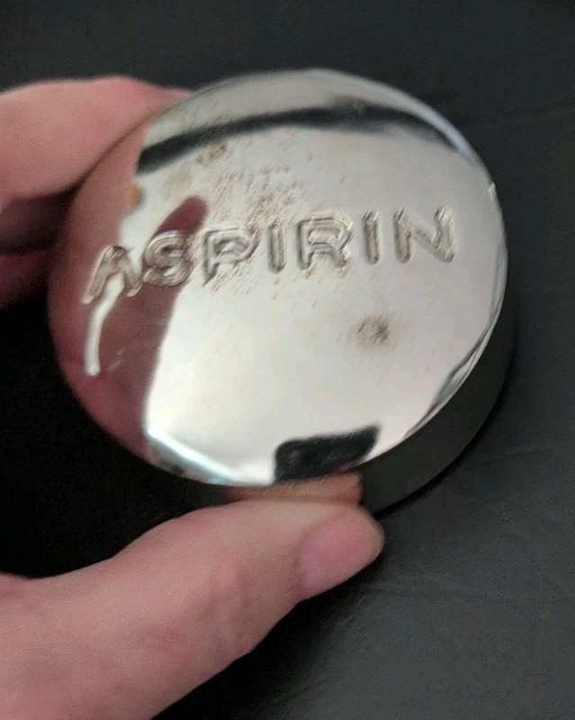 RARE Vintage Silver Oversized Novelty Asprin Paper Weight Pharmaceutical