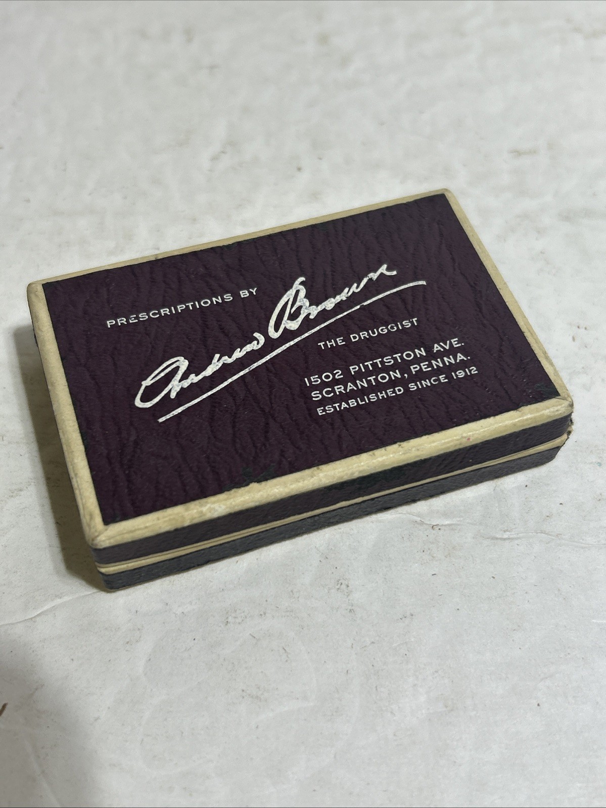 Vintage 1951 Cardboard Prescription Pill Medicine Box ANDREW BROWN SCRANTON ,PA