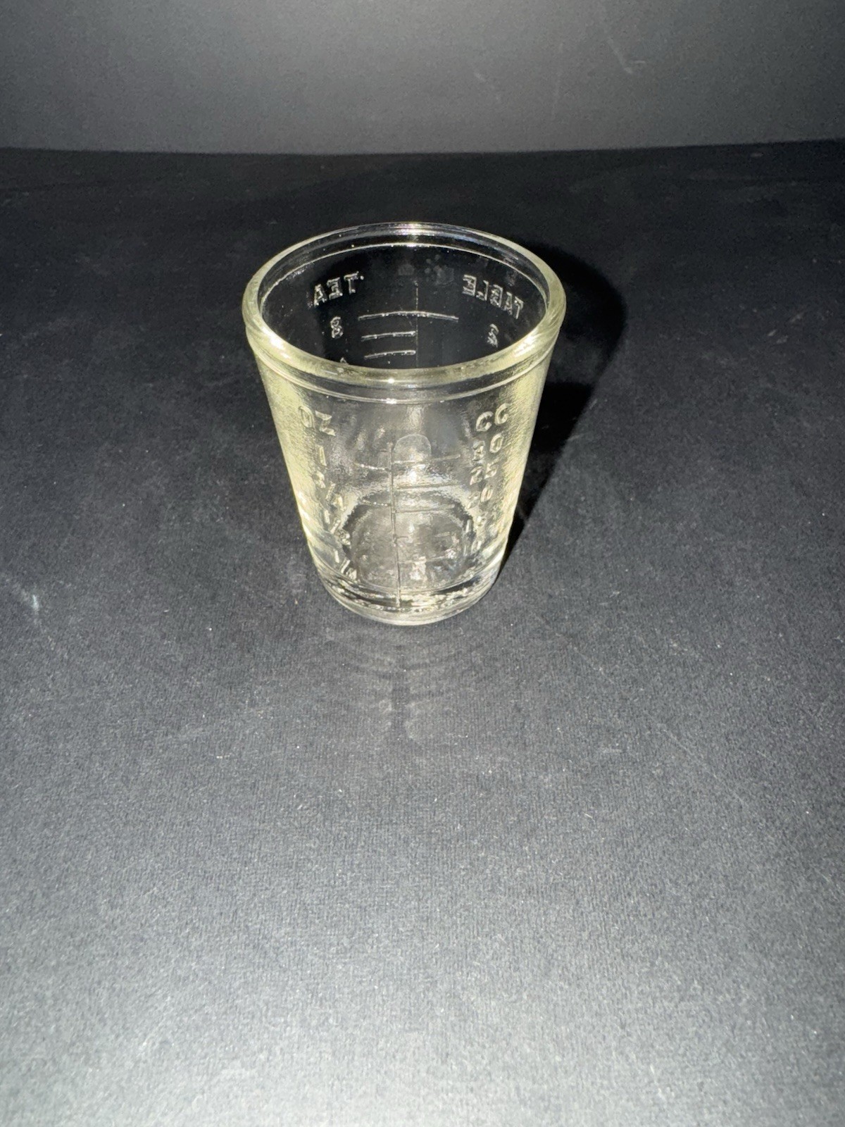 Vintage MEINECKE & CO NEW YORK Medicine Dose Glass Shot Glass, Embossed Clear