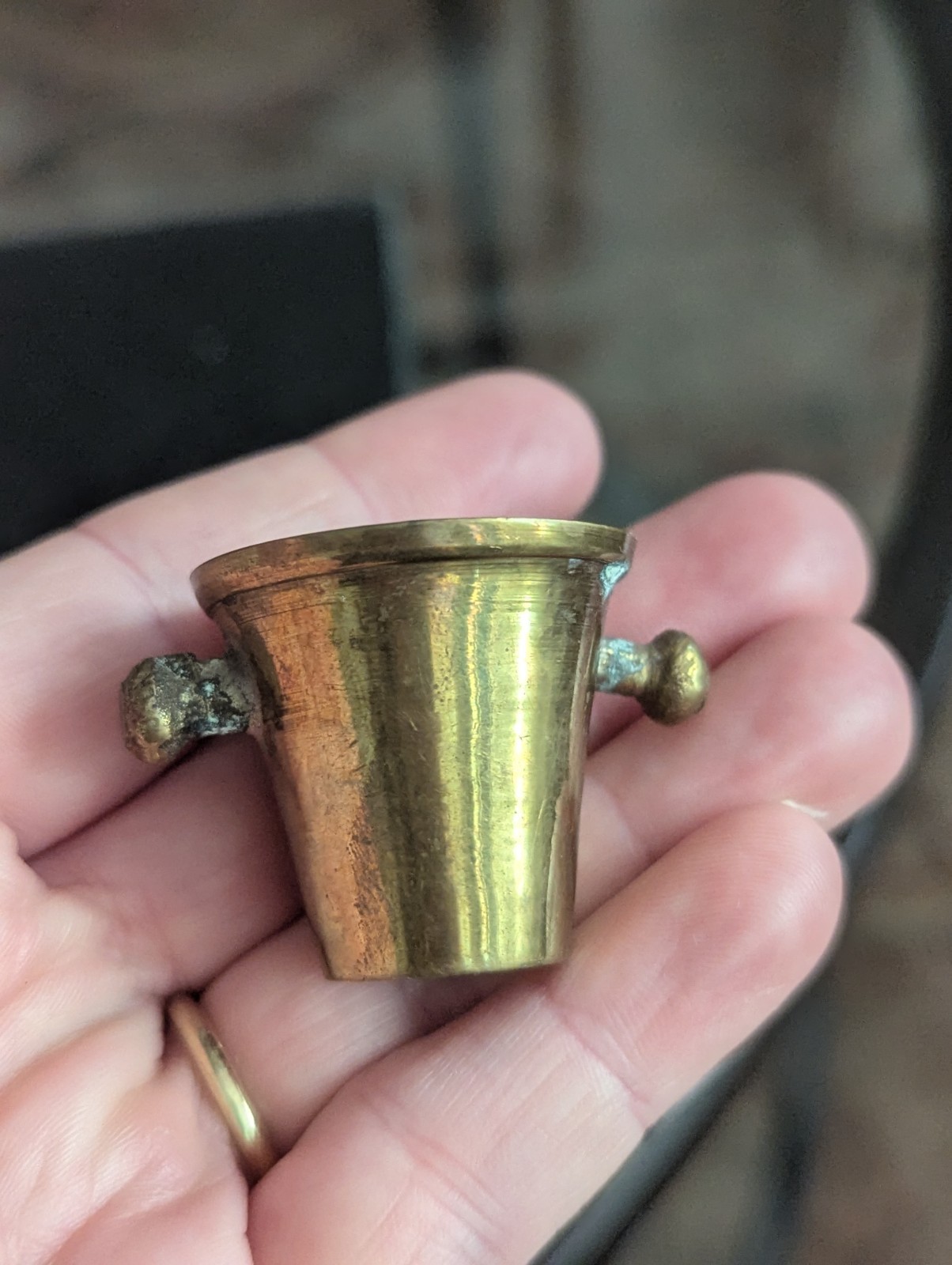 Vintage Dollhouse Miniature Brass Mortar Bucket Decorative Art
