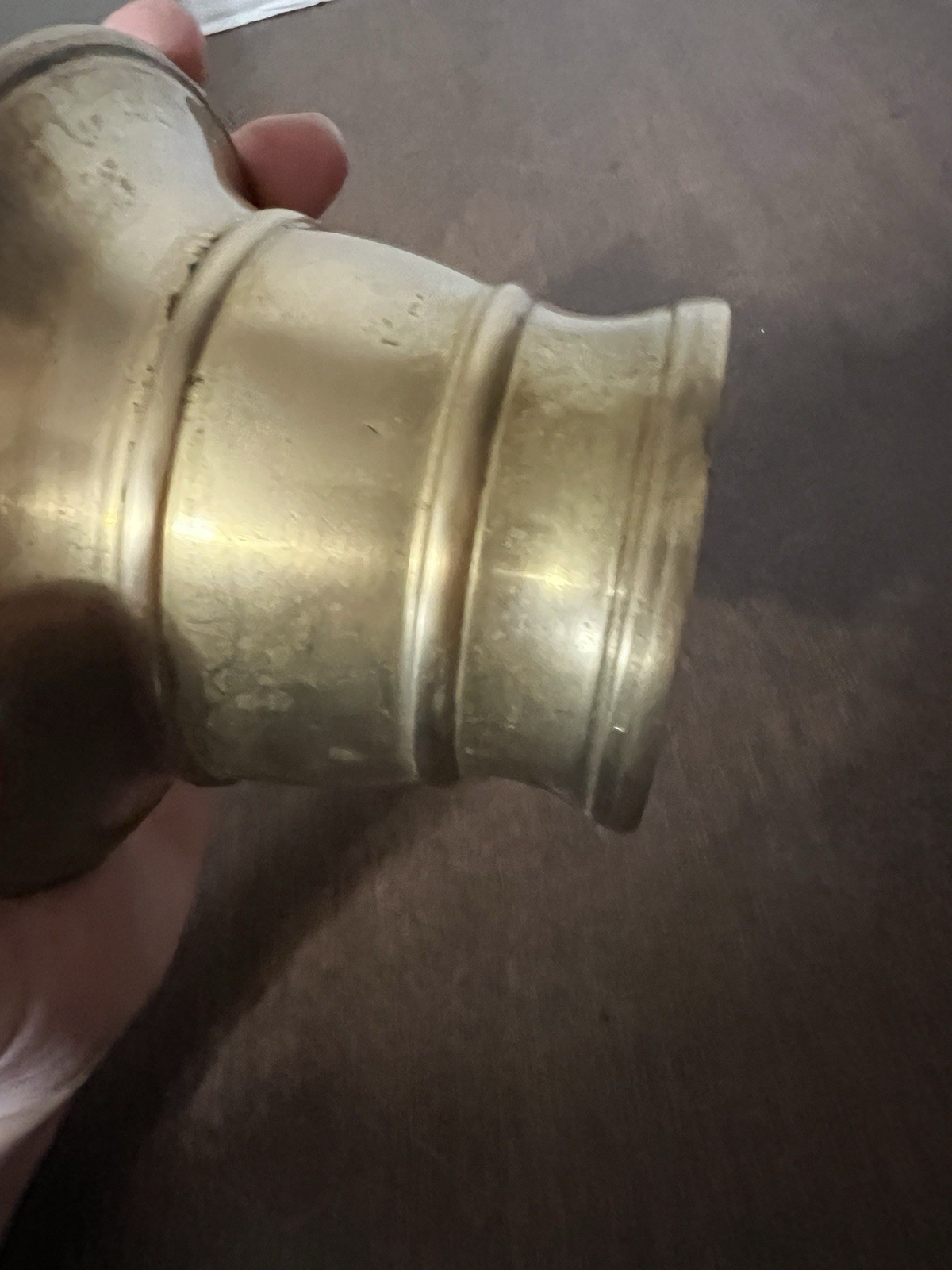 Small Vintage brass mortar base Only Roughly 3″ Tall