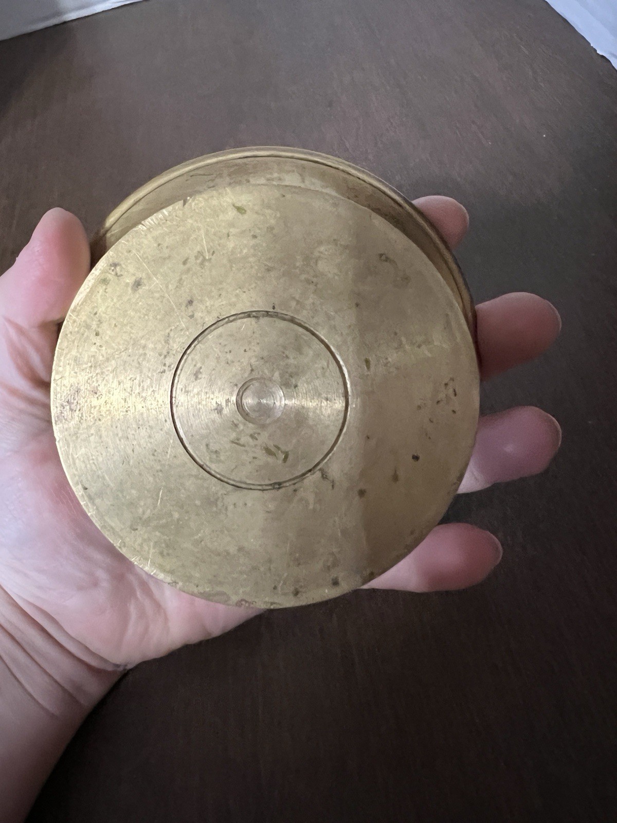 Small Vintage brass mortar base Only Roughly 3″ Tall