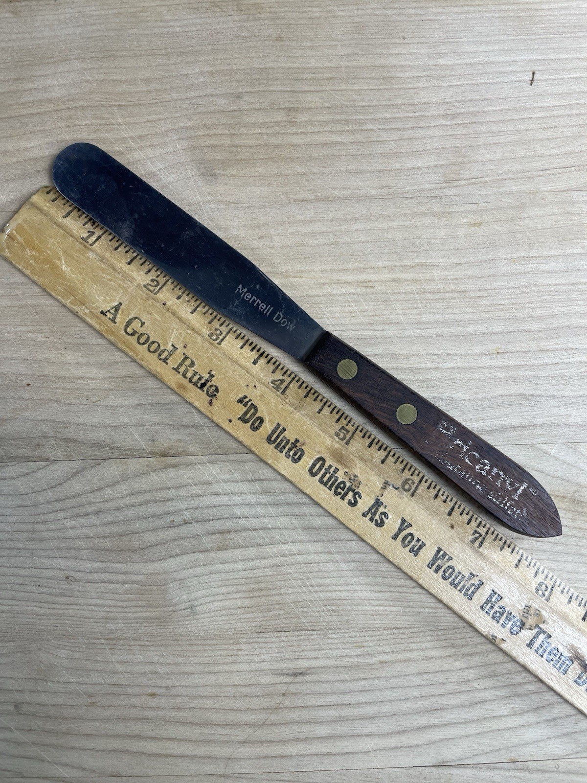 Merrill Dow Pharmacy Spatula Wood Handle Bricanyl Advertising 7 3/4″