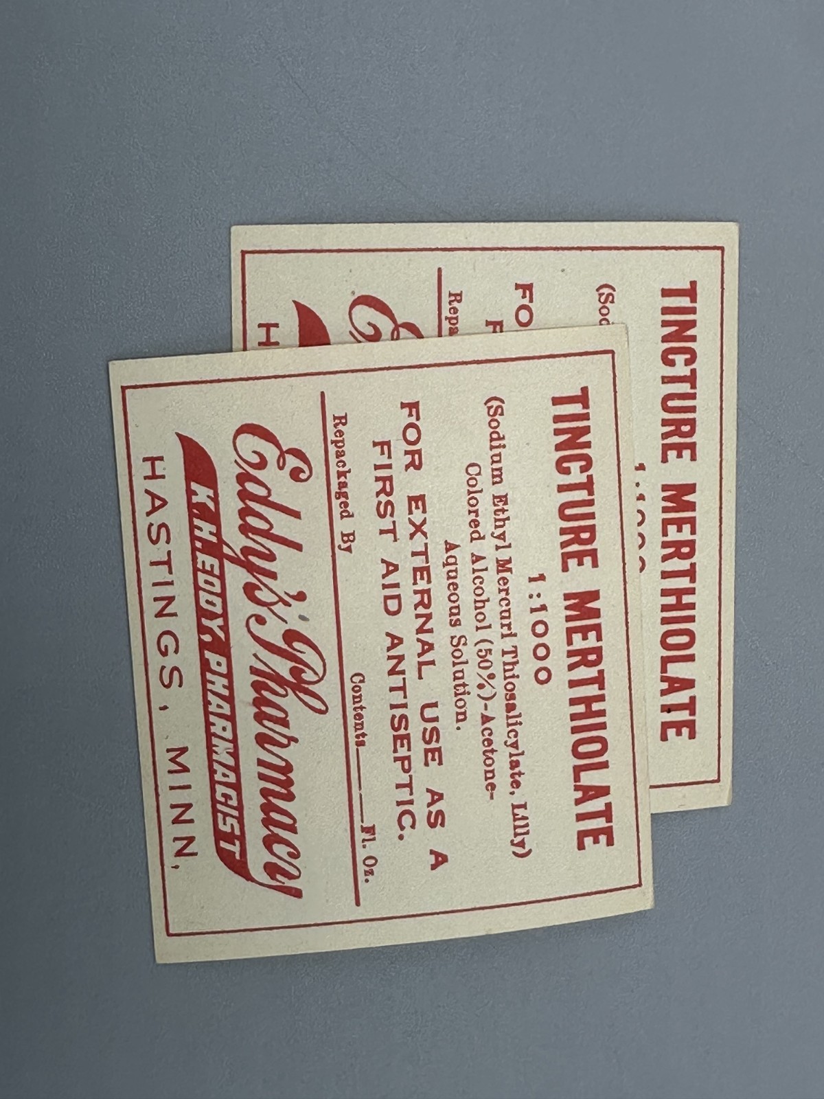 18 Lot 1950s PHARMACY Drug POISON Medicine Label Vtg ALCOHOL Minnesota HASTINGS
