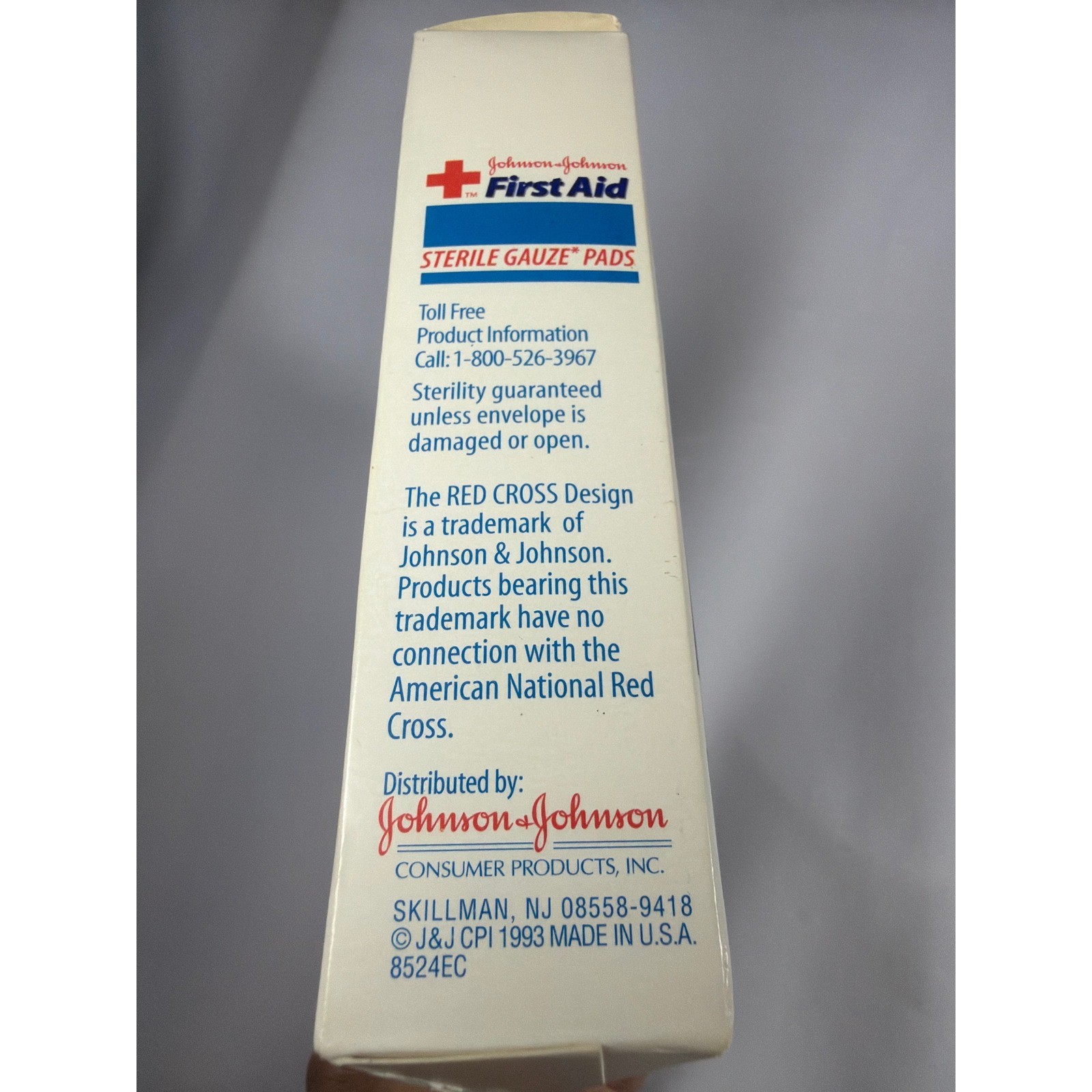 Vintage Johnson Johnson First Aid Gauze Pads 4×4 Box 9 Steri-Pad Medical Prop