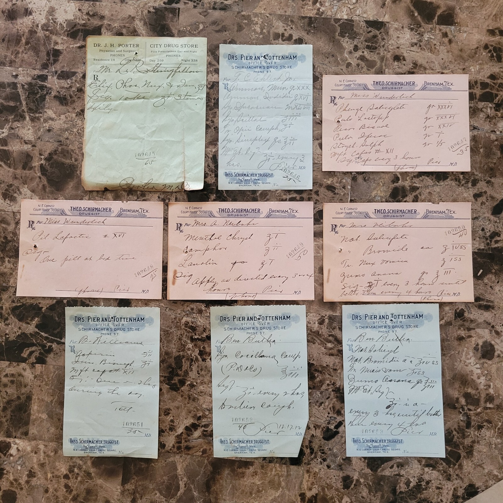 100 antique prescriptions (1912): Opium, Poppy, Ergot, Dionin, Codeine & Anodyne