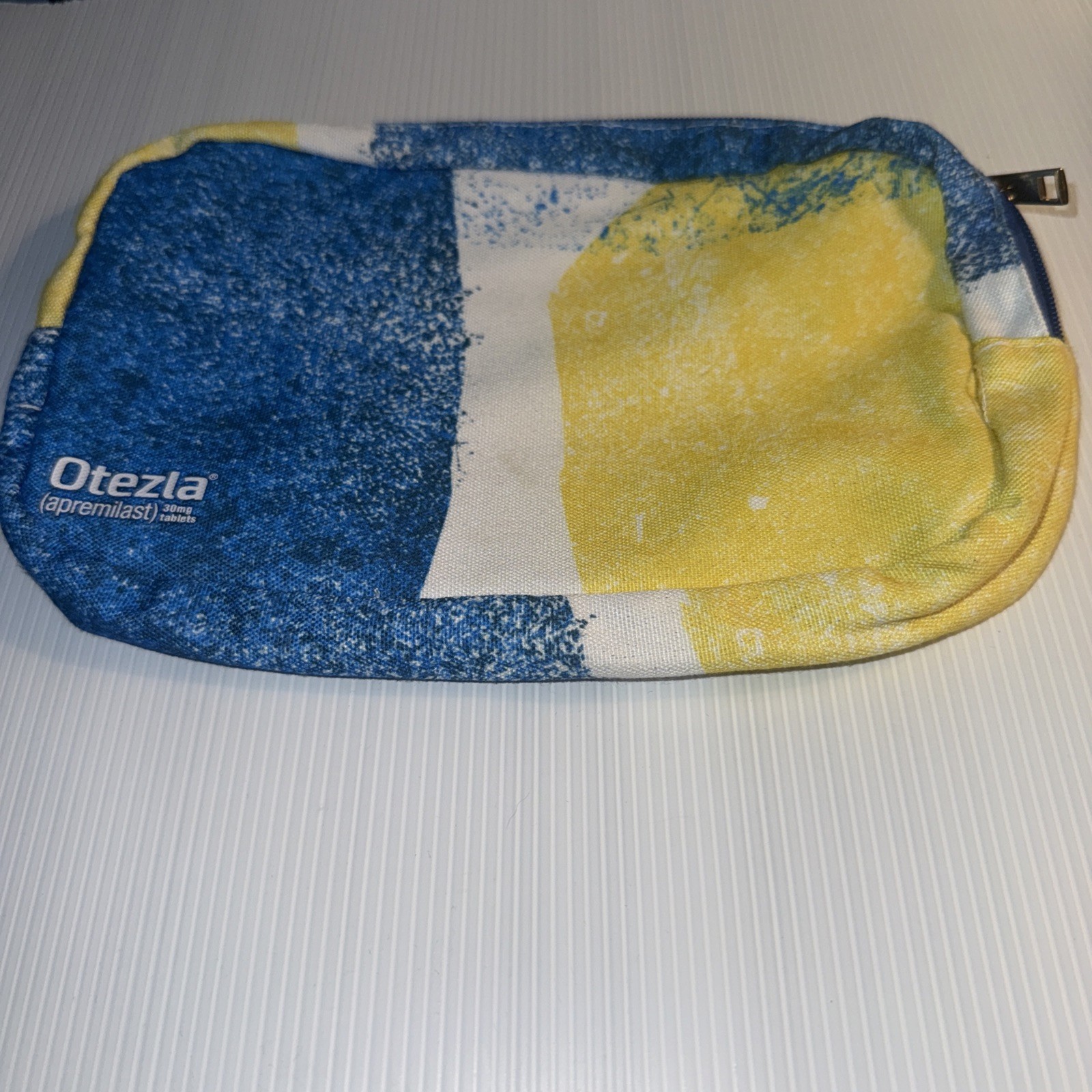 Otezla Medical Promo Zipper Bag/Pouch Yellow, Blue, and White Pharma Rep NEW