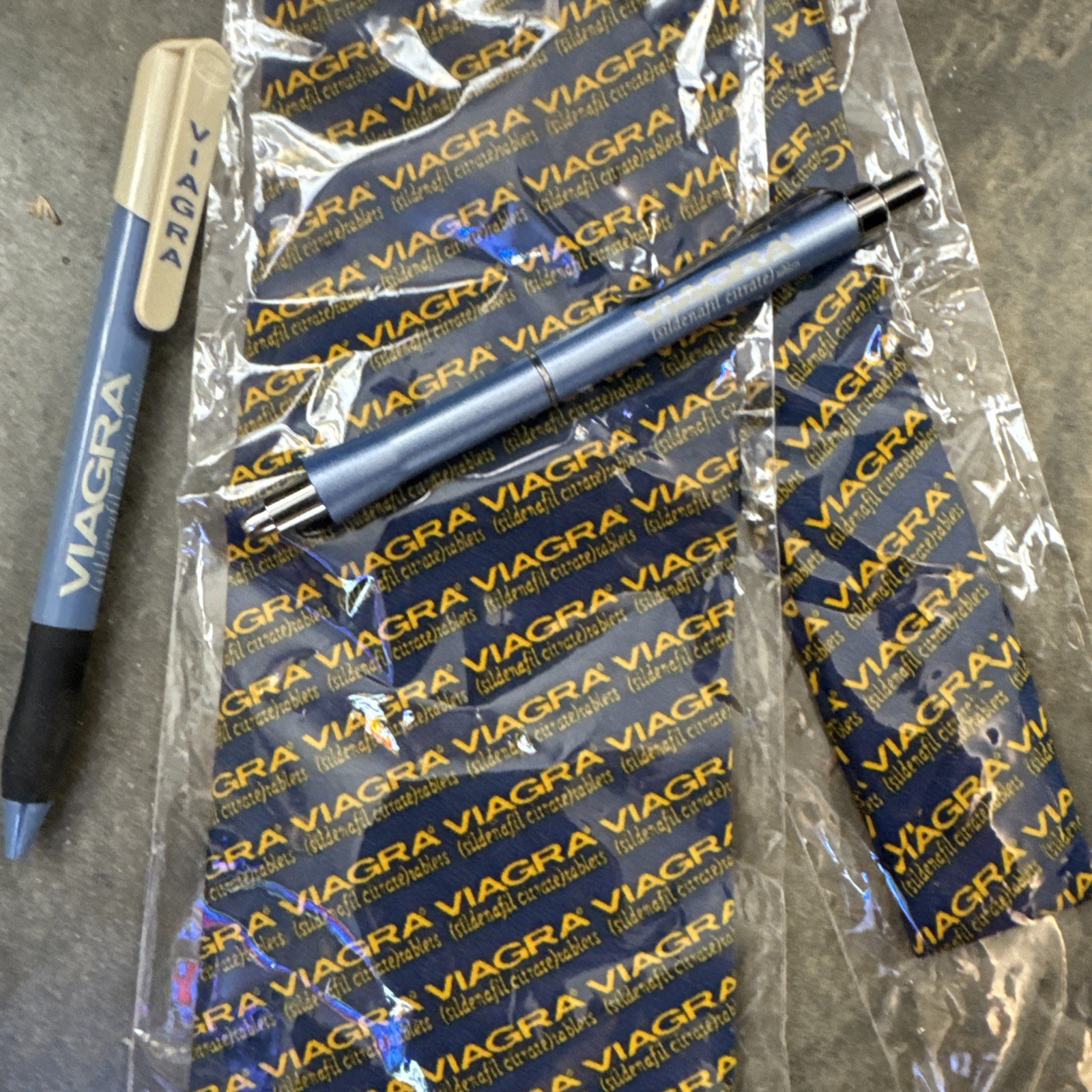 VIAGRA PHARMACEUTICAL DRUG REP PENS Lot Of 2 And Rare Neck Tie