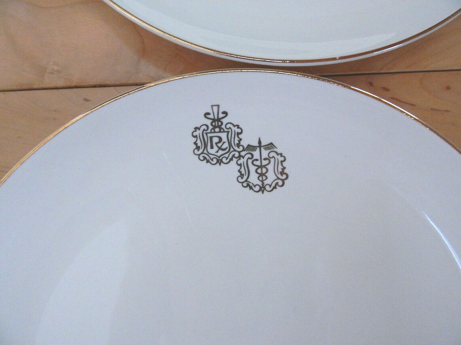 4 Vintage Crestware Owens Illinois Pharmacist RX Dr Caduceus Dinner Plate