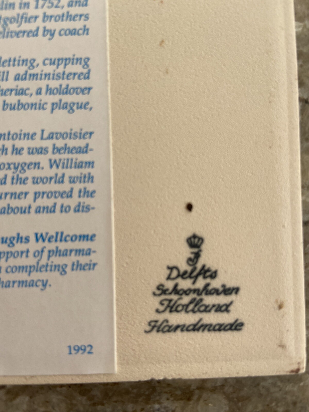 BURROUGHS WELLCOME Pharmacy Tile Apothecary Shop As Gathering Place DELFT Tile