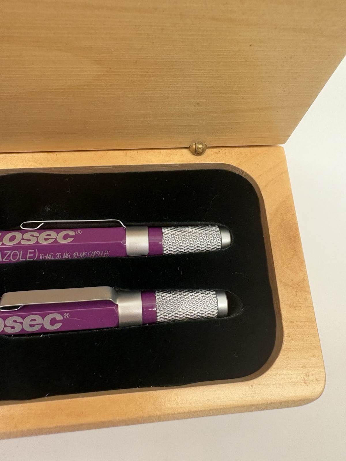 Prilosec Pen Pencil Set Wood Case Pharmaceutical Drug Rep Advertising